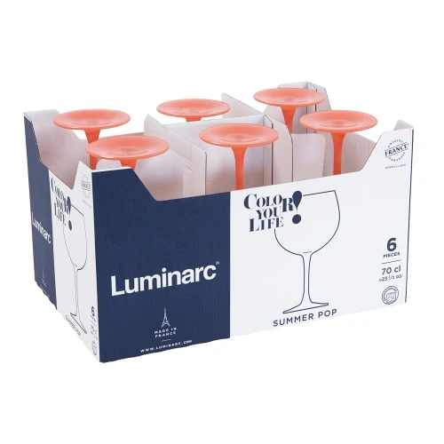 Luminarc Boîte De 6 Verres à Pied 70 Cl Mandarine Orange 4 Luminarc Boîte De 6 Verres à Pied 70 Cl Mandarine Orange – Image 2