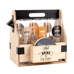 Maisons Du Monde Chopes à Bière En Verre (x6) Et Support Imprimé