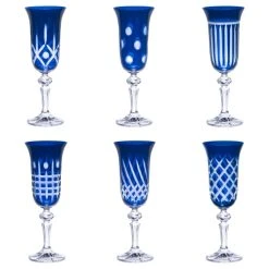 Table Passion Coffret De 6 Flûtes 15 Cl En Cristal Taillé Bleu