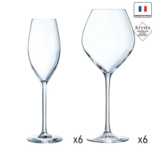 Chef & Sommelier Ensemble 12 Pièces Cheer Up Verres à Pied 55cl Et Flutes à Champagne 3 Chef & Sommelier Ensemble 12 Pièces Cheer Up Verres à Pied 55cl Et Flutes à Champagne