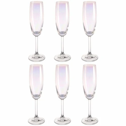 Maisons Du Monde Flûte à Champagne En Verre ARC EN CIEL - Lot De 6 3 Maisons Du Monde Flûte à Champagne En Verre ARC EN CIEL - Lot De 6