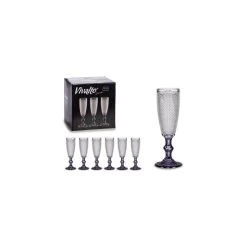 La Rochère Boutique -La Rochère Boutique flutes a champagne pieds anthracite 18cl lot de 6 1