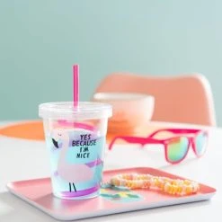 Maisons Du Monde Gobelet Avec Paille Tourbillon En Plastique Rose Imprimé 0,35L - Lot De 2 -La Rochère Boutique gobelet avec paille tourbillon en plastique rose imprime 0 35l 1000 11 0 190445 2