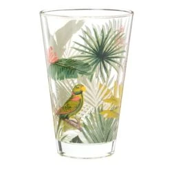 Maisons Du Monde Gobelet En Verre Imprimé Tropical Vert Et Rose - Lot De 6