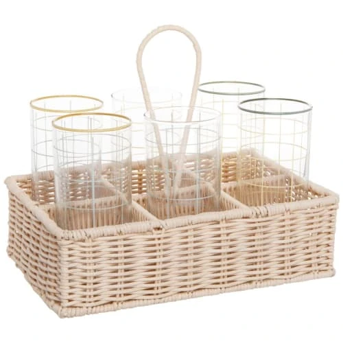 Maisons Du Monde Gobelets En Verre Motifs à Carreaux Jaune Clair Et Vert Amande (x6) Panier En Fibre Végétale 3 Maisons Du Monde Gobelets En Verre Motifs à Carreaux Jaune Clair Et Vert Amande (x6) Panier En Fibre Végétale