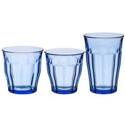 Duralex Lot De 18 - Verre à Eau 25,31 Et 36 Cl En Verre Résistant Teinté Bleu