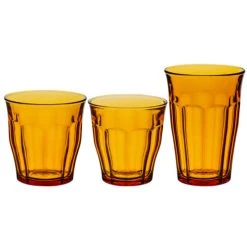 Duralex Lot De 18-Verre à Eau 25,31 Et 36cl En Verre Résistant Teinté Vermeil