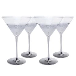 Kare Design Lot De 4 - Verre à Cocktail En Verre Argenté