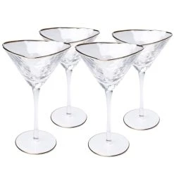 Kare Design Lot De 4 - Verre à Cocktail En Verre Bord Doré