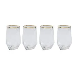 Kare Design Lot De 4 - Verre à Eau En Verre Bord Doré