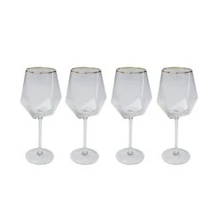 Kare Design Lot De 4 - Verre à Vin En Verre Bord Doré