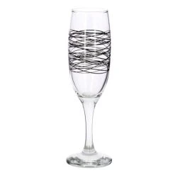 Novastyl Lot De 6 Flutes 22cl Avec Décor Serpentin Noir