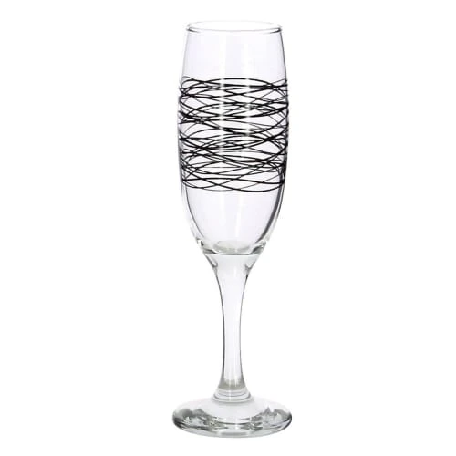 Novastyl Lot De 6 Flutes 22cl Avec Décor Serpentin Noir 3 Novastyl Lot De 6 Flutes 22cl Avec Décor Serpentin Noir