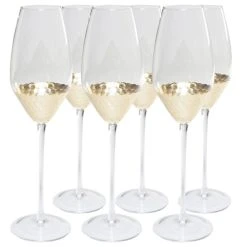 Kare Design Lot De 6 - Flûtes à Champagne En Verre Fond Doré