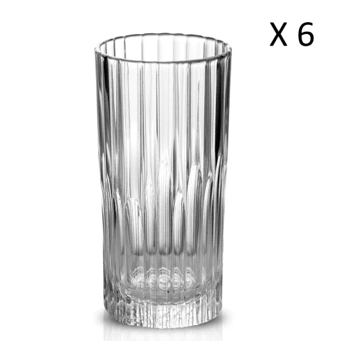 Duralex Lot De 6-Verre à Cocktail Strié Haut 30cl Verre Résistant Transparent 3 Duralex Lot De 6-Verre à Cocktail Strié Haut 30cl Verre Résistant Transparent