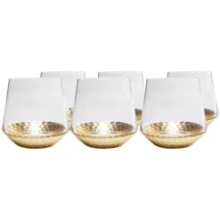 Kare Design Lot De 6 - Verre à Eau En Verre Fond Doré