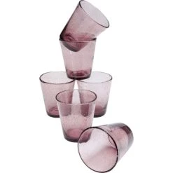 Kare Design Lot De 6 - Verre à Eau En Verre Rose à Bulles -La Rochère Boutique lot de 6 verre a eau en verre rose a bulles 2