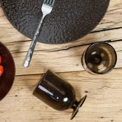 Table Passion Lot De 6 Verres à Pied Bullé 25 Cl Brun Noir -La Rochère Boutique lot de 6 verres a pied bulle 25 cl brun noir 1