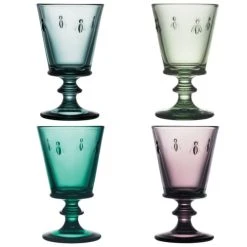 Set De 4 Verres à Pied En Verre Pressé Multicolor Abeille La Rochère M
