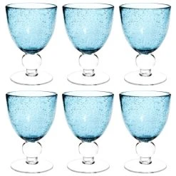 Maisons Du Monde Verre à Vin En Verre Bullé Bleu - Lot De 6