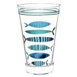 Maisons Du Monde Verre En Verre Motifs Poissons Bleus - Lot De 6