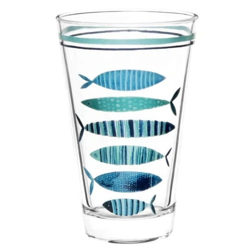 Maisons Du Monde Verre En Verre Motifs Poissons Bleus - Lot De 6 3 Maisons Du Monde Verre En Verre Motifs Poissons Bleus - Lot De 6