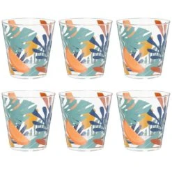 Maisons Du Monde Verre Motif Végétal Multicolore - Lot De 6