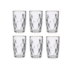 Wadiga Verres à Eau En Verre Transparent Et Bordure Dorée 34cl - Lot De 6