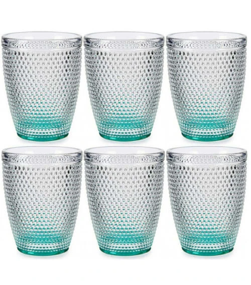 Wadiga Verres à Eau Fond Turquoise 30cl - Lot De 6 3 Wadiga Verres à Eau Fond Turquoise 30cl - Lot De 6