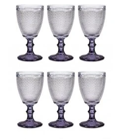 Wadiga Verres à Eau Pieds Anthracite Points 24cl - Lot De 6