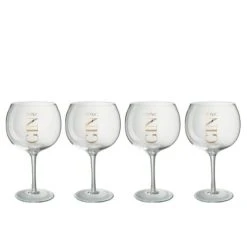 LANADECO Verres à Gin Verre Transparent/or H21,5cm - Lot De 4